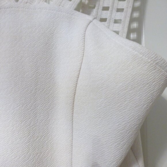 BEBE white peplum top with thick straps and small cut out details - Picture 8 of 13